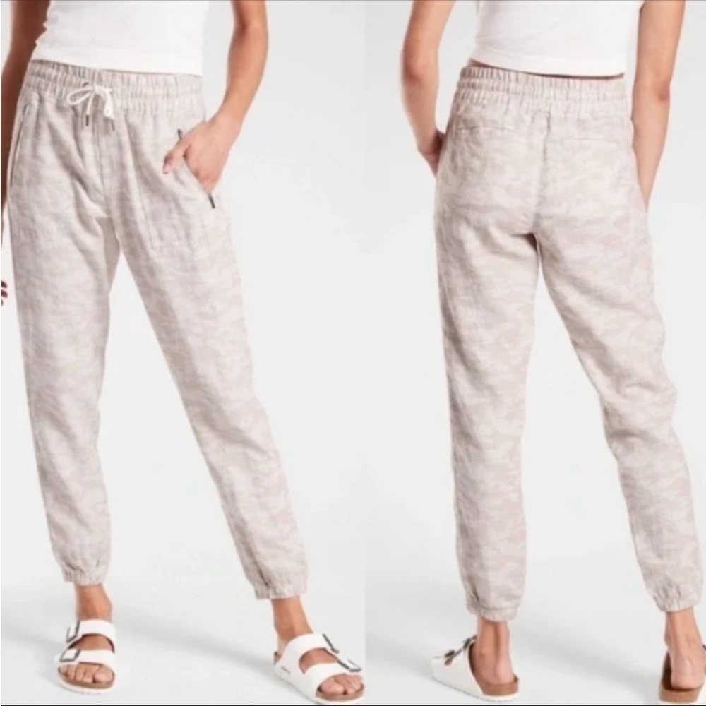 Athleta linen cabo jogger print pant size 16